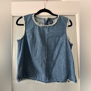 GAP Frayed Denim Cropped Tank